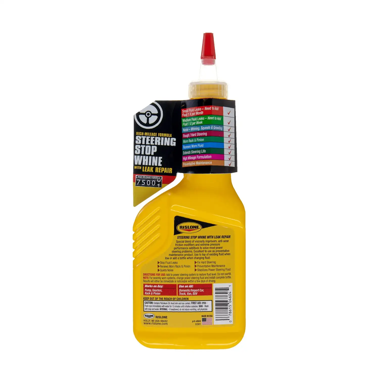 Rislone High Mileage Steering Stop Whine with Leak Repair 4604 Power Steering Fluid, 11.8 oz - Image 2